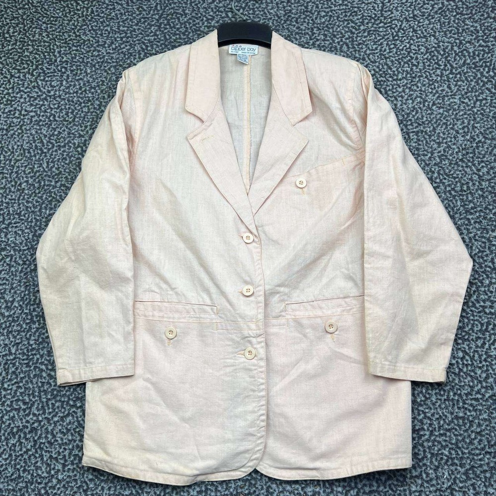Clipper Bay Blazer Jacket and Short Set Women Medium Pink Cotton Blend M